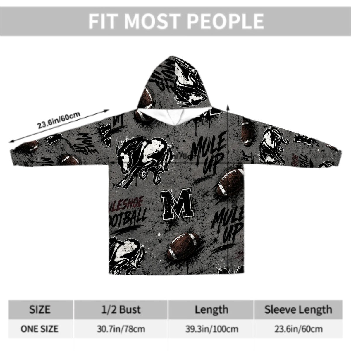 Muleshoe Mules Adult Blanket Hoodie — West Texas School Spirit