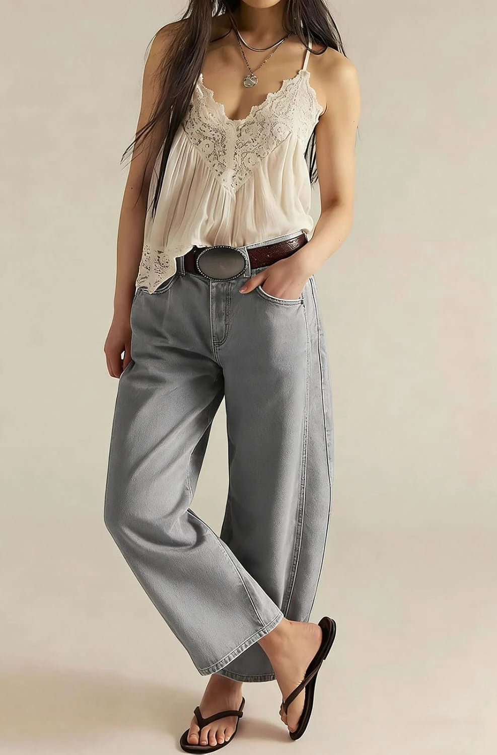 Women's Mid Rise Wide Leg Jeans