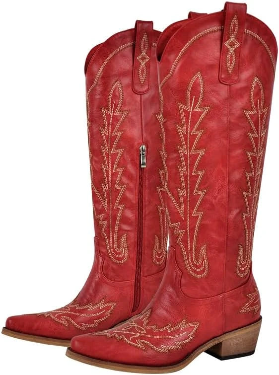 Embroidered Knee High Cowgirl Boots