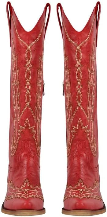 Embroidered Knee High Cowgirl Boots