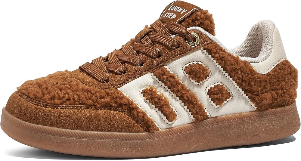 Retro Faux Fur Walking Sneakers