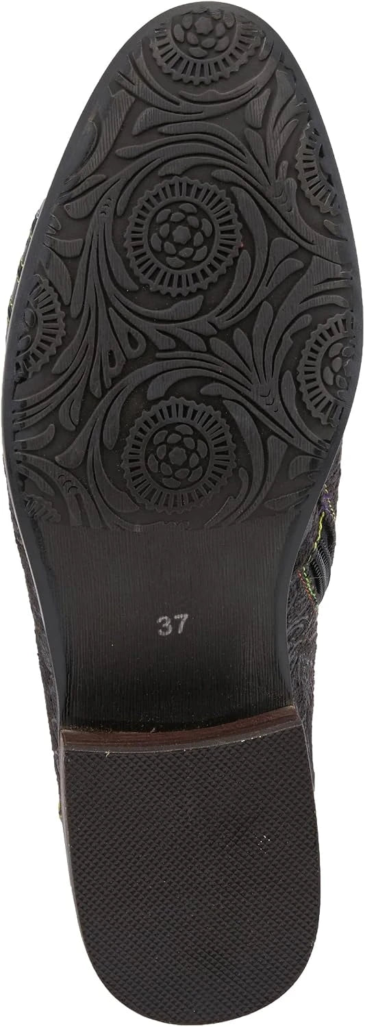 Hand Painted Leather Ankle Bootie