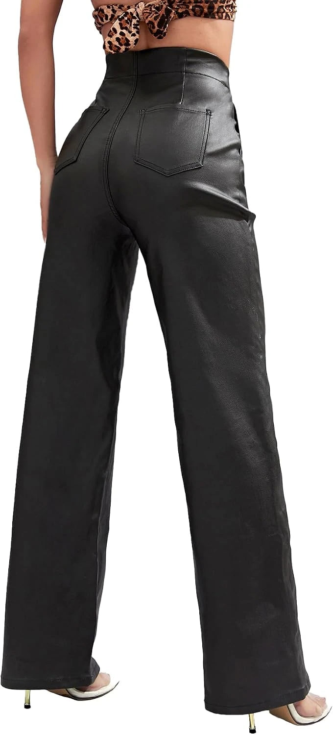 City Nights High-Waisted Faux Leather Pants