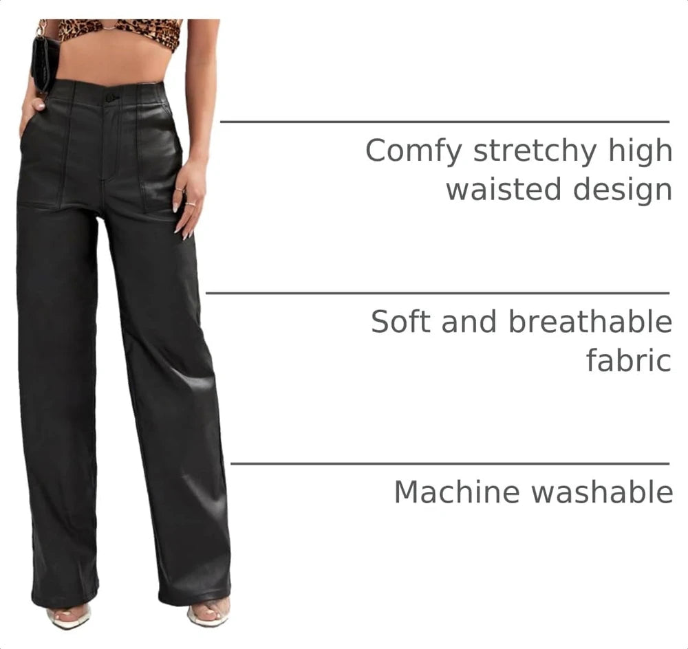 City Nights High-Waisted Faux Leather Pants