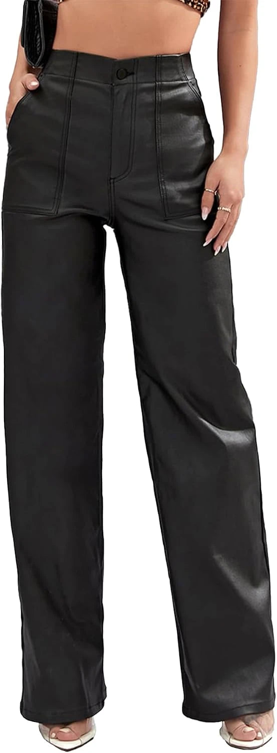 City Nights High-Waisted Faux Leather Pants