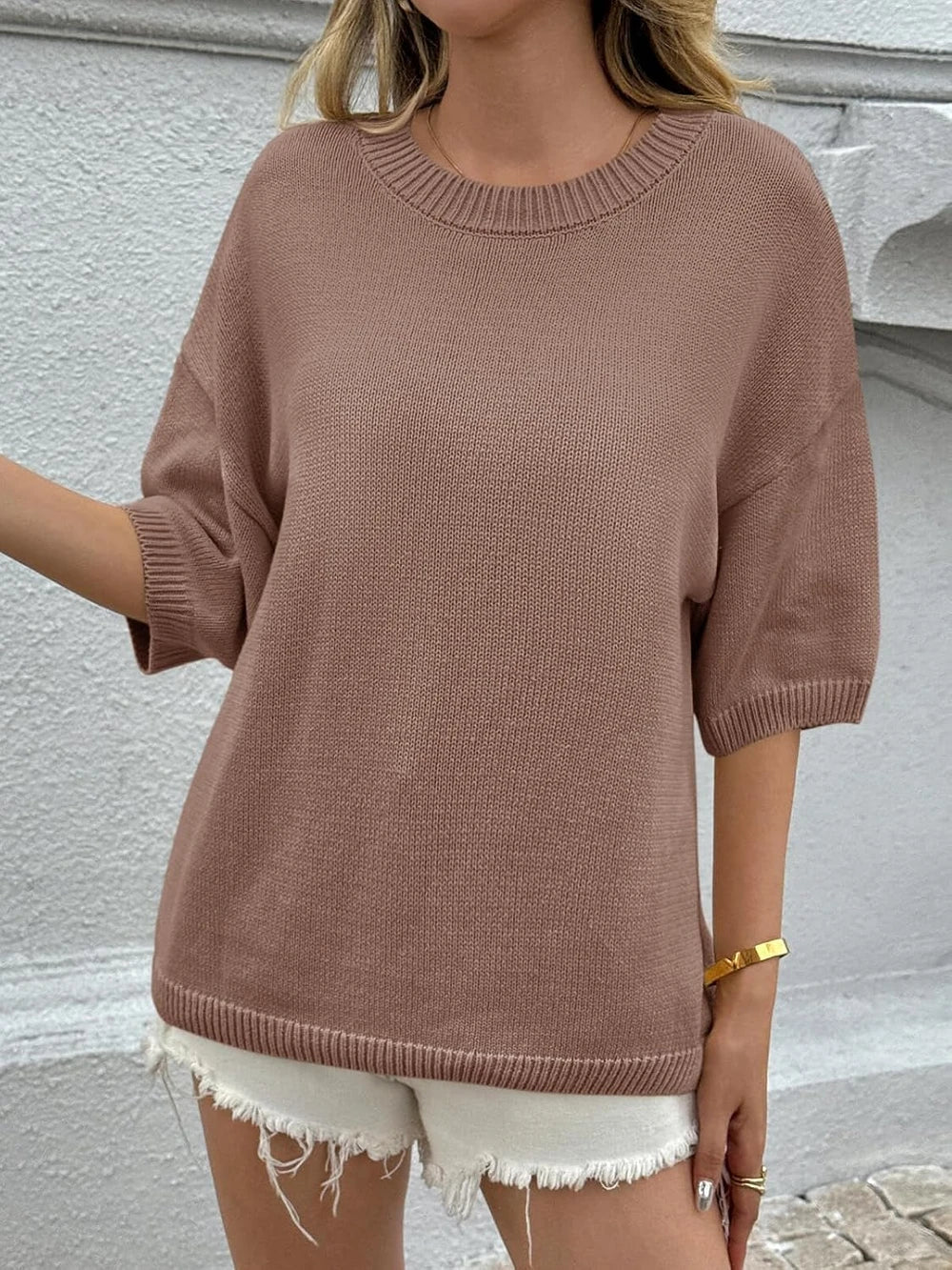 The Willa Short-Sleeve Knit Sweater