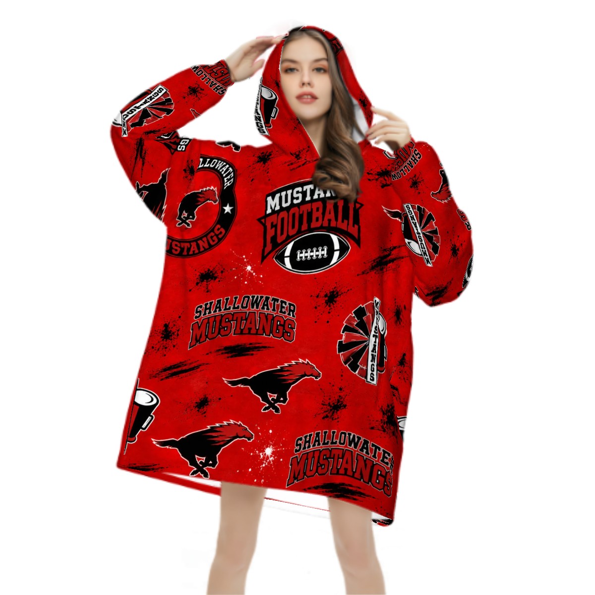 Shallowater Mustangs Adult Blanket Hoodie — West Texas School Spirit