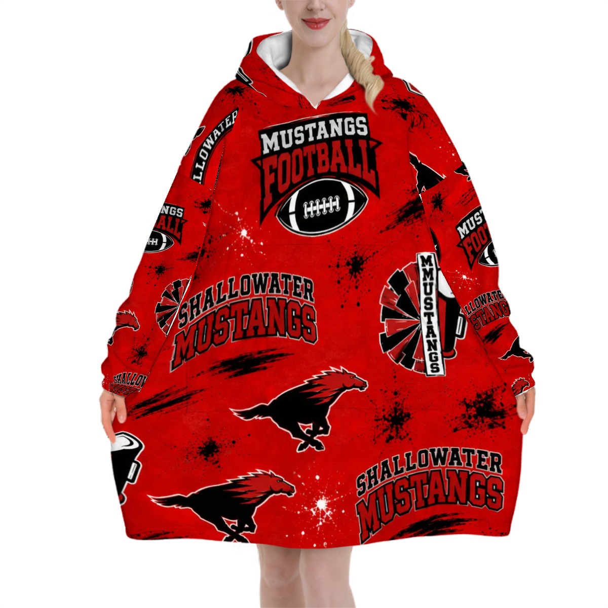 Shallowater Mustangs Adult Blanket Hoodie — West Texas School Spirit