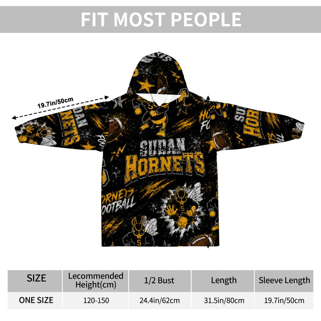Sudan Hornets Kids Blanket Hoodie — Little Hornets, Big Pride