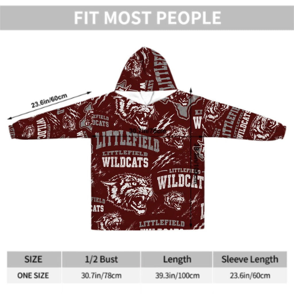 Littlefield Wildcats Adult Blanket Hoodie — West Texas School Spirit