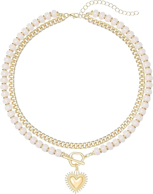 Gold Tone Layered Beaded Necklace