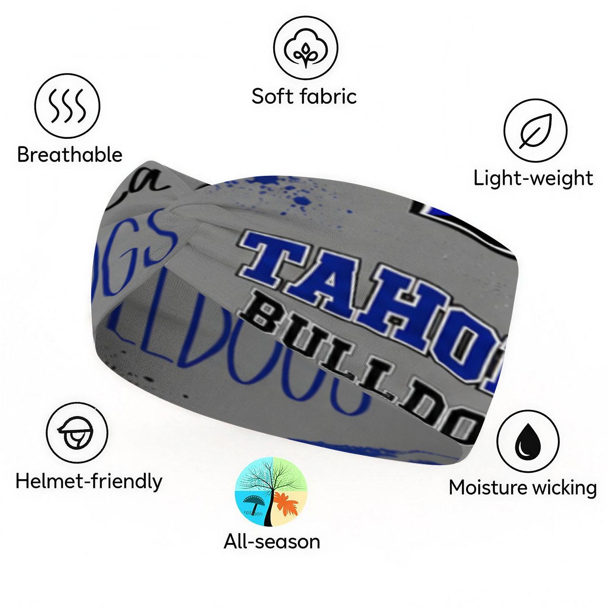 Tahoka Bulldogs Extra Wide Headband — Game Day Hair Accessory for Women