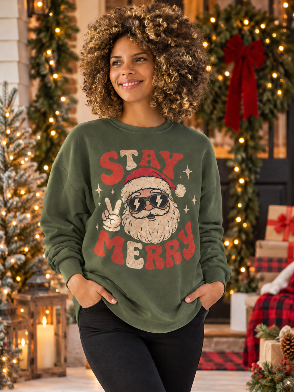 Stay Merry Santa Crewneck | Christmas Comfort