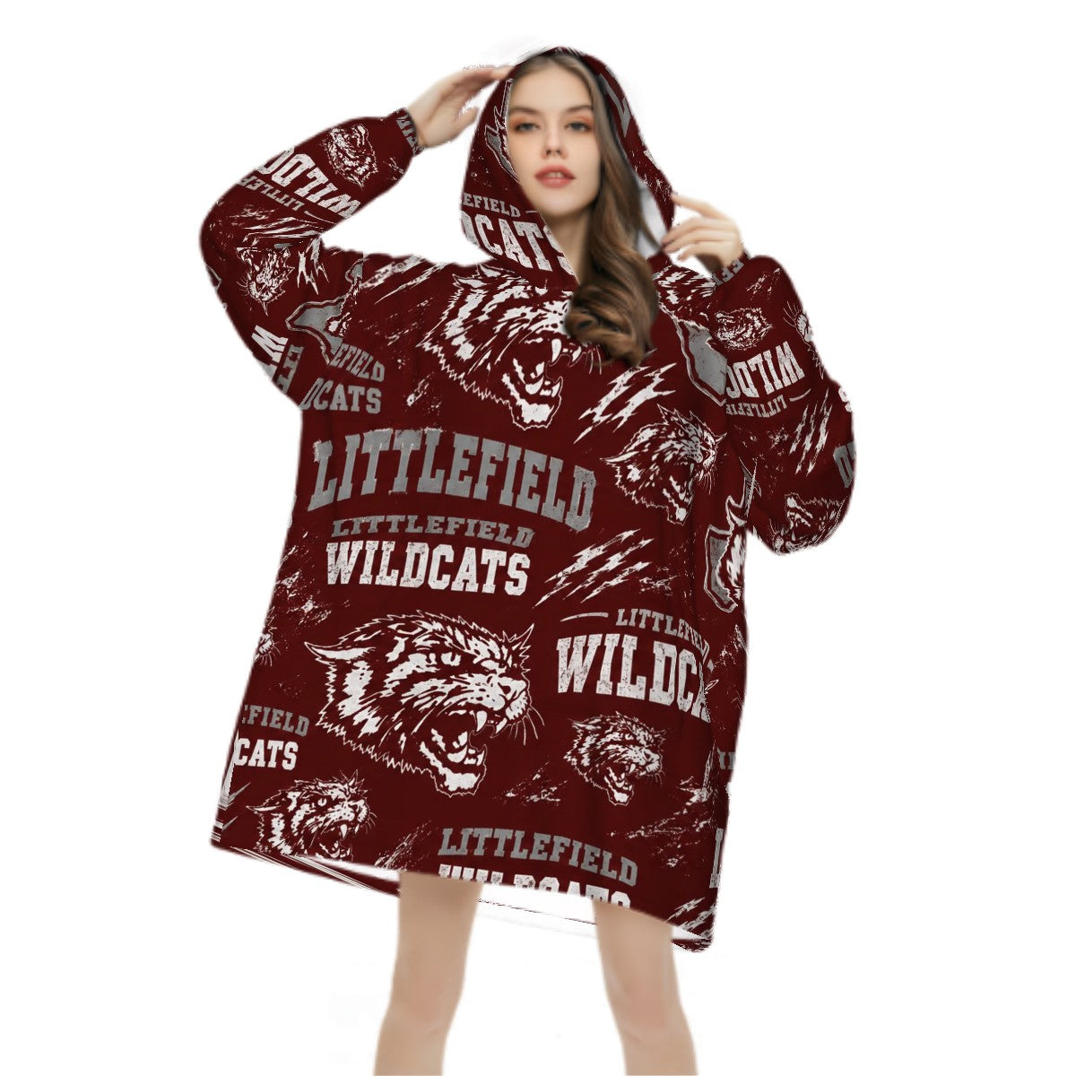 Littlefield Wildcats Adult Blanket Hoodie — West Texas School Spirit