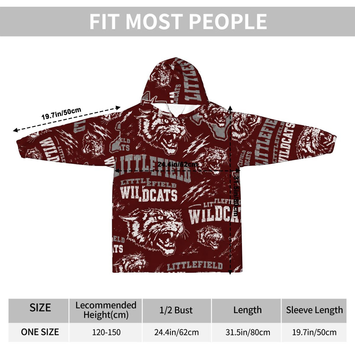 Littlefield Wildcats Kids Blanket Hoodie — Little Wildcats, Big Pride