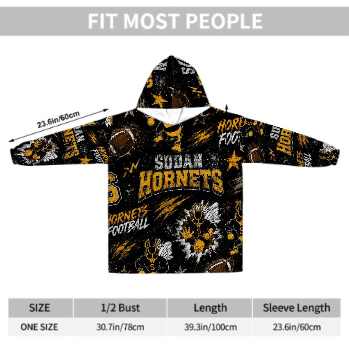 Sudan Hornets Adult Blanket Hoodie — Hometown Pride, West Texas Warm