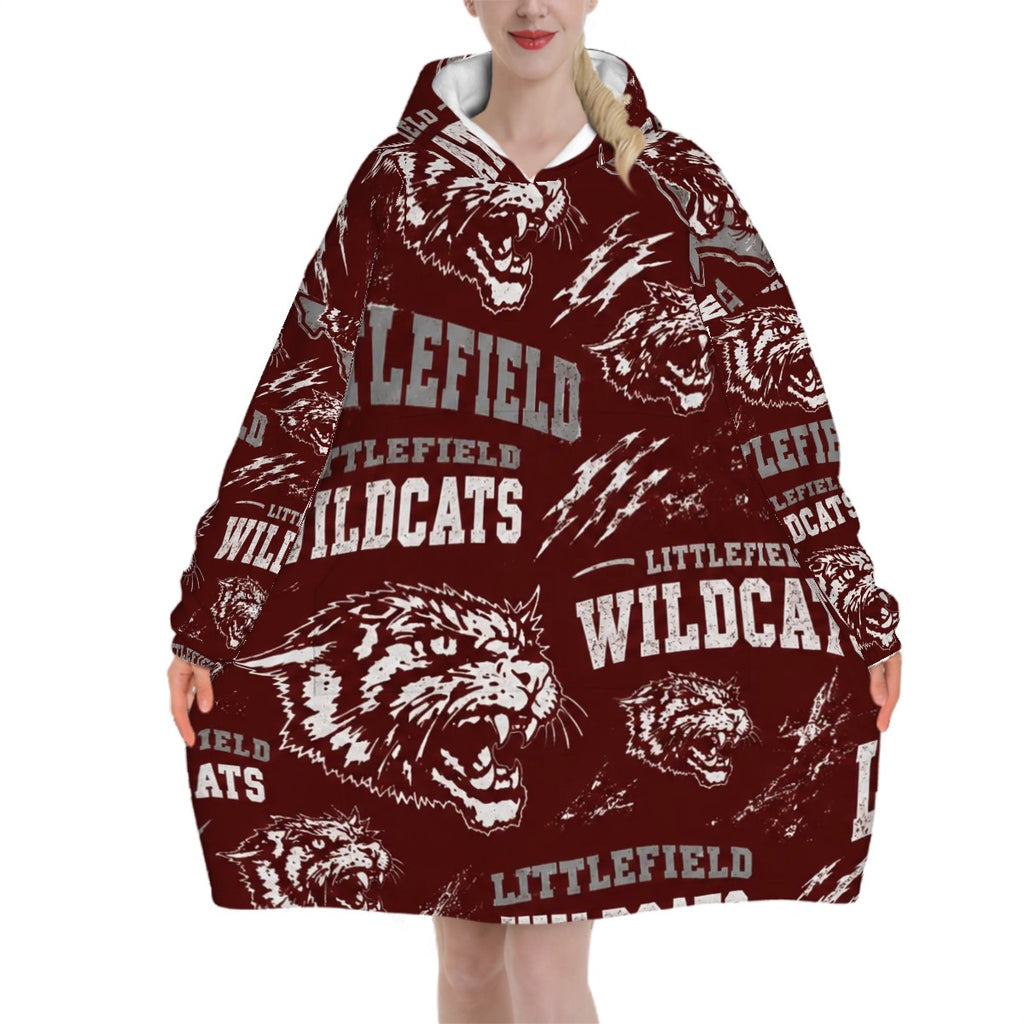 Littlefield Wildcats Adult Blanket Hoodie — West Texas School Spirit
