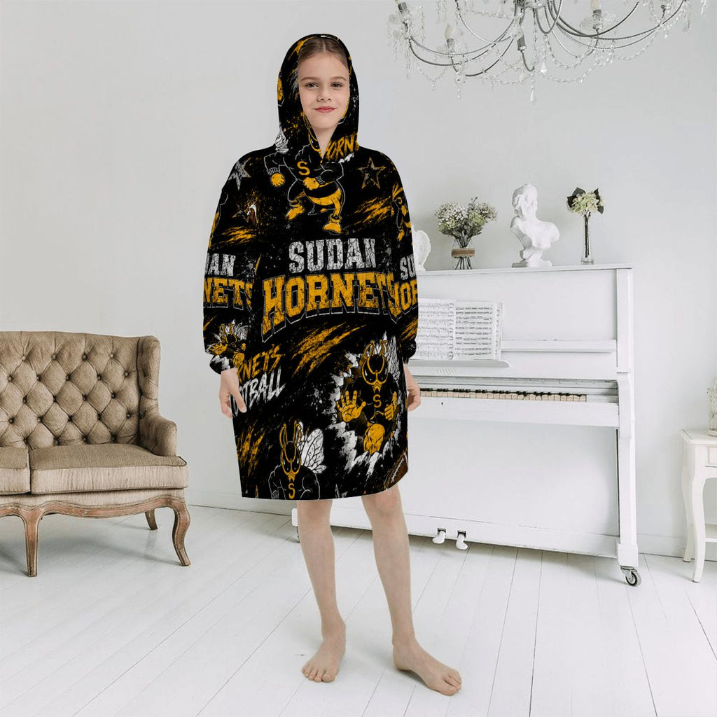 Sudan Hornets Kids Blanket Hoodie — Little Hornets, Big Pride