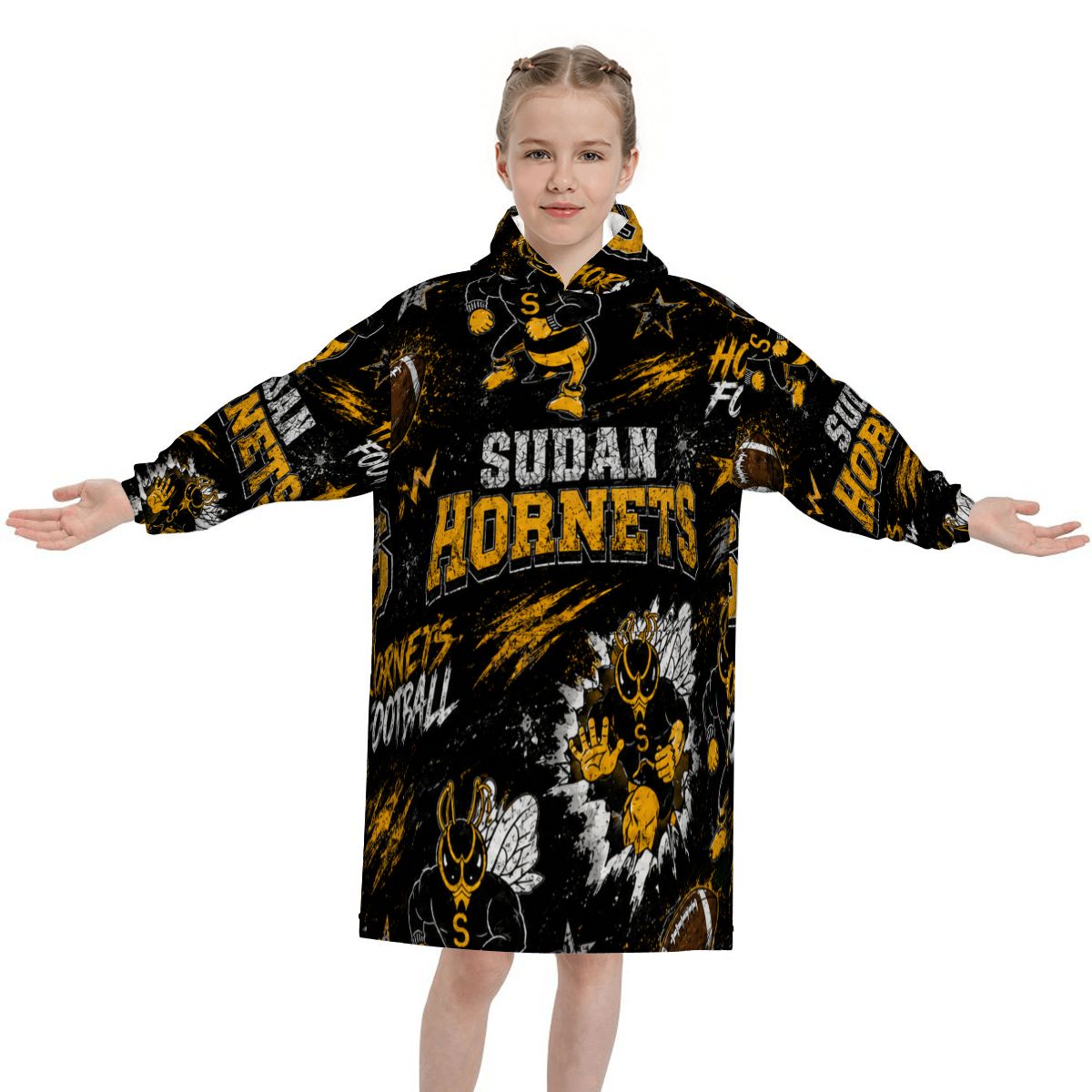 Sudan Hornets Kids Blanket Hoodie — Little Hornets, Big Pride