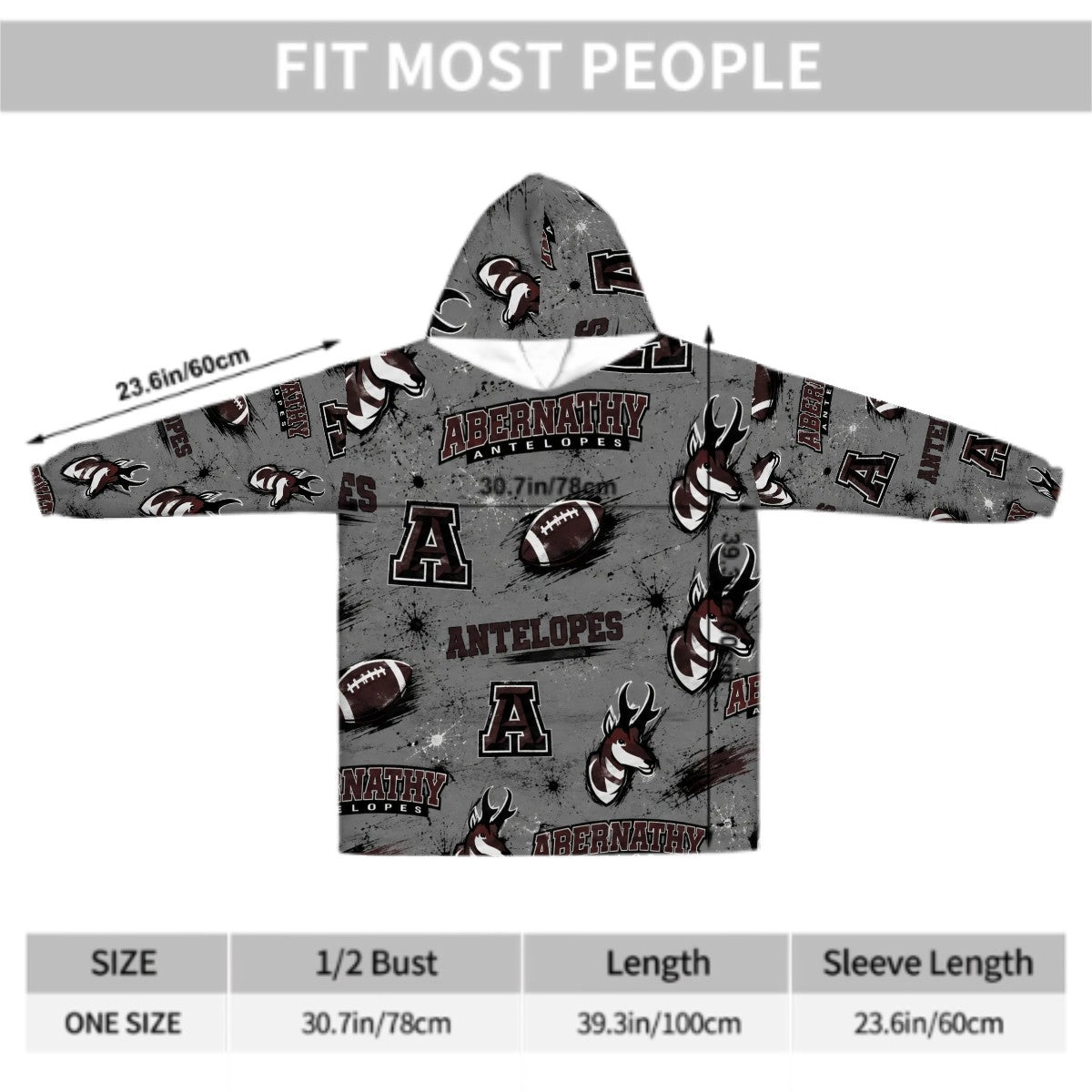 Abernathy Antelopes Adult Blanket Hoodie — West Texas School Spirit