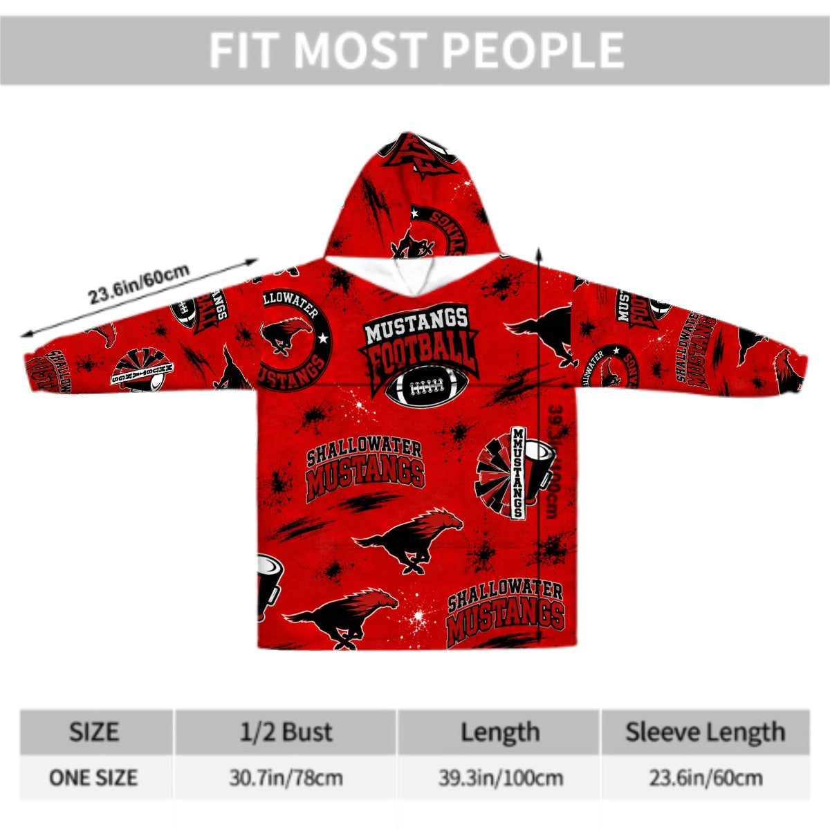 Shallowater Mustangs Adult Blanket Hoodie — West Texas School Spirit