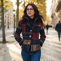 Plaid Retro Stand Collar Blazer