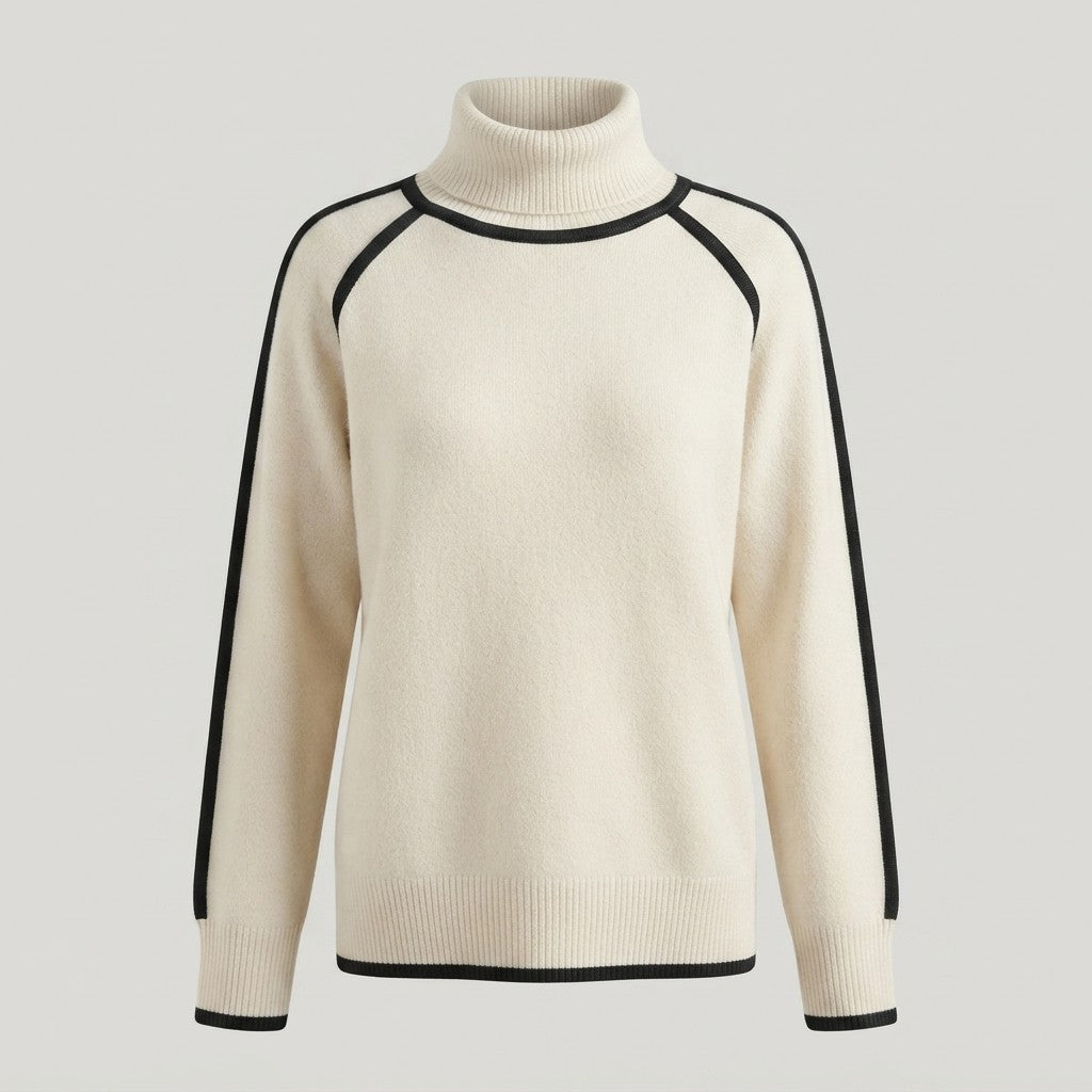 Evaless Color Block Turtleneck Sweater